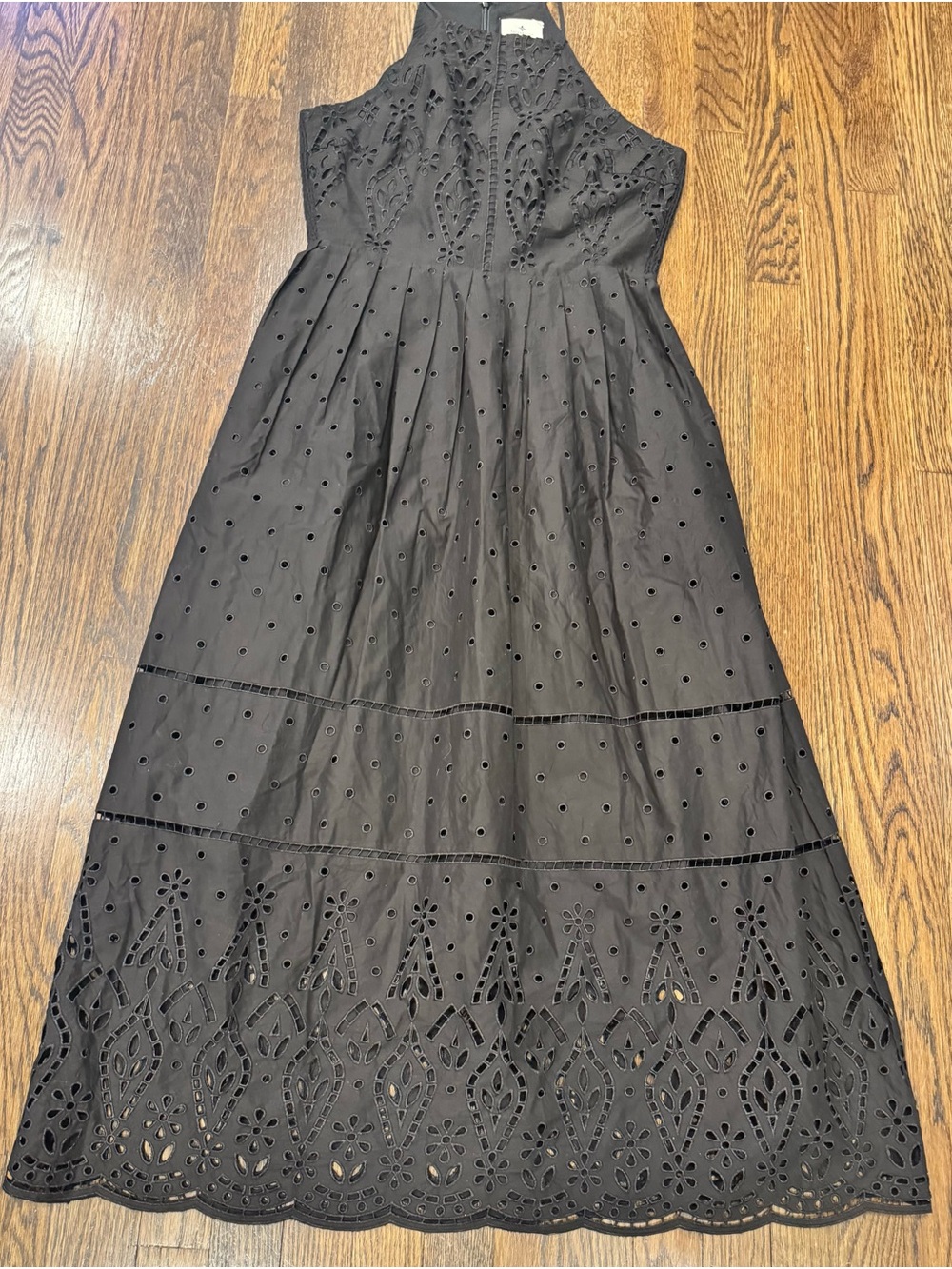 TUCKERNUCK Black Eyelet Midi Dress Size Small